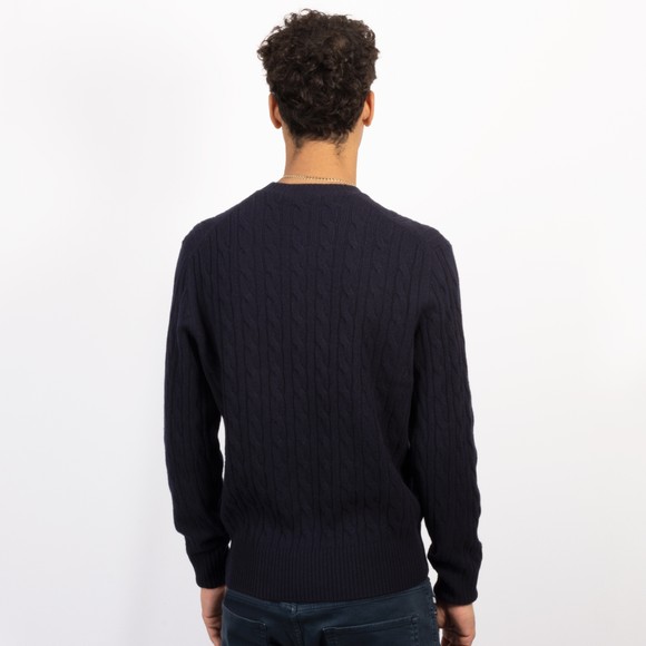 Lacoste Mens Blue Carded Wool Cable Knit Crewneck Jumper #4