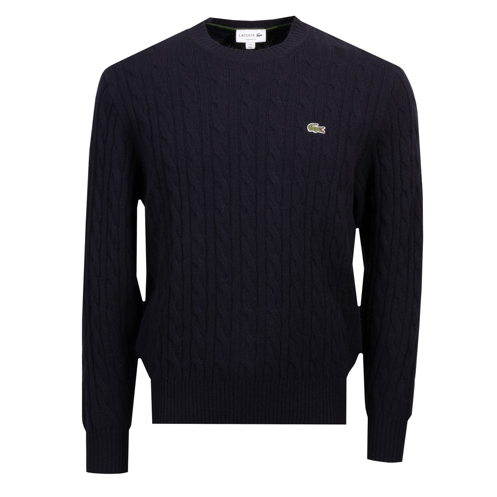 Carded Wool Cable Knit Crewneck Jumper