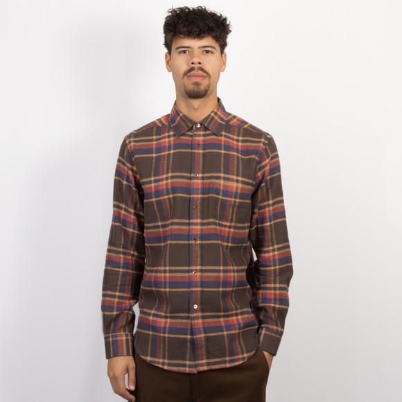 Portuguese Flannel Mens Brown Castor Check Shirt #2