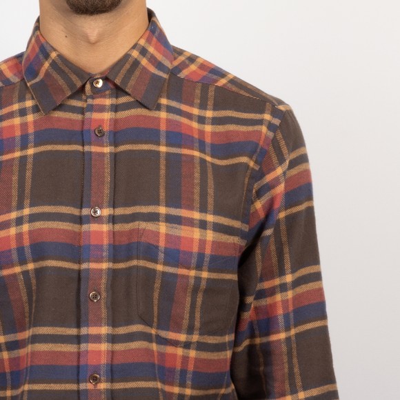 Portuguese Flannel Mens Brown Castor Check Shirt #3