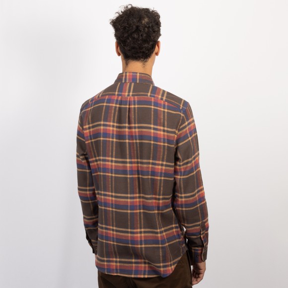 Portuguese Flannel Mens Brown Castor Check Shirt #4