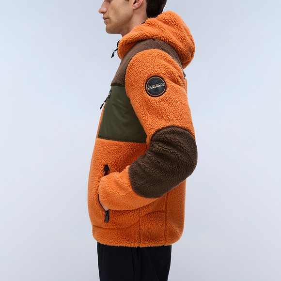 Napapijri Mens Orange Yupik Full Zip Hooded Fleece #3