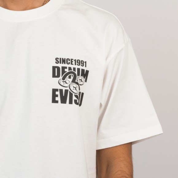 Evisu Mens Off-White Multi Badge Daicock Printed T Shirt #4