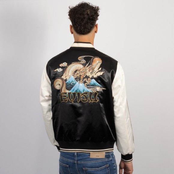 Evisu Mens Black Padded Flying Dragon Emb Souvenir Jacket  #3