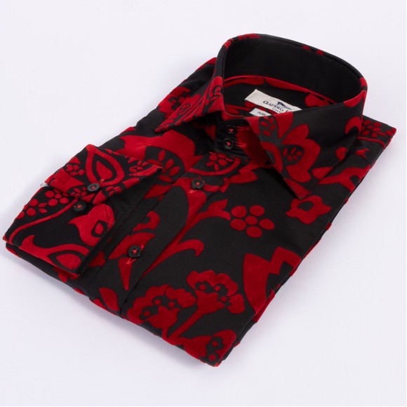 Claudio Lugli Mens Red Floral Flocking Shirt main image