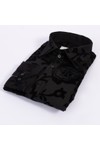 Claudio Lugli Mens Black Floral Flocking Shirt