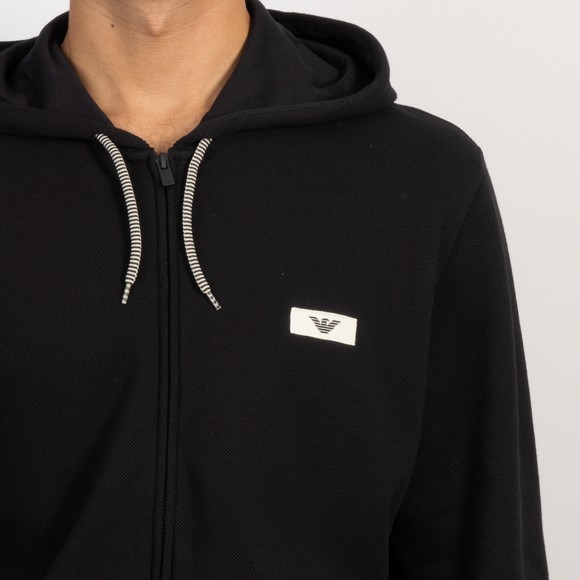 Emporio Armani Mens Black Loungewear Patch Detail Hoodie #3