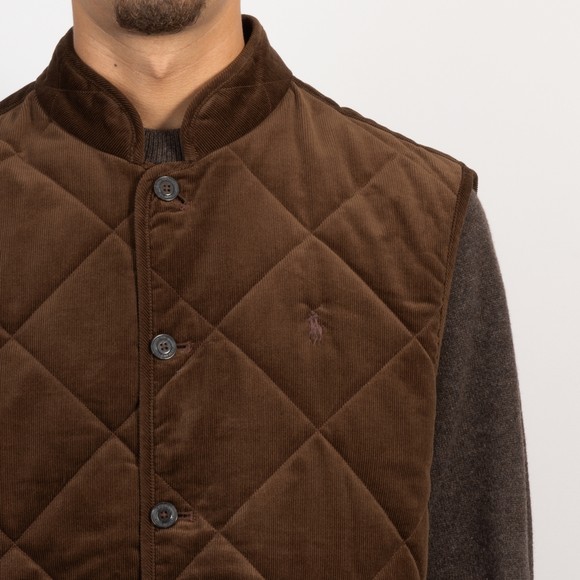 Polo Ralph Lauren Mens Brown Quilted Corduroy Gilet #3