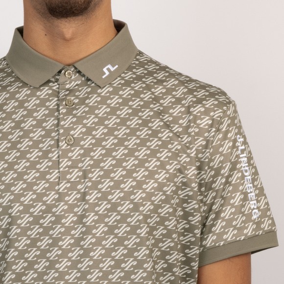 J.Lindeberg Mens Beige Tour Tech Print Polo Shirt #3