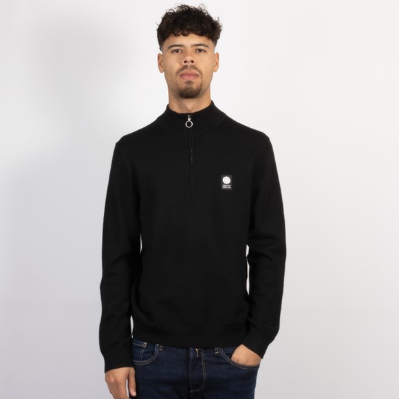Pretty Green Mens Black Merino Blend 1/4 Zip main image