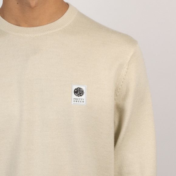 Pretty Green Mens Beige Merino Blend Crew main image