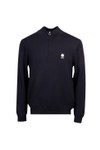 Pretty Green Mens Blue Merino Blend 1/4 Zip
