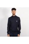 Pretty Green Mens Blue Merino Blend 1/4 Zip
