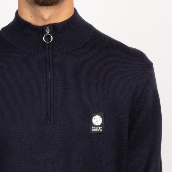 Pretty Green Mens Blue Merino Blend 1/4 Zip main image