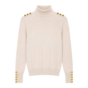 Buttoned Knit Roll Neck
