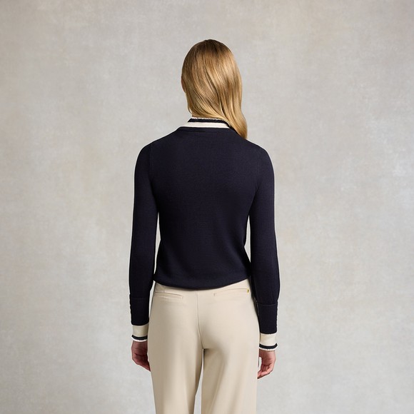 Holland Cooper Womens Blue Deauville Crew Neck Knitted Jumper #3