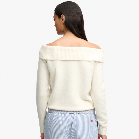 Superdry Womens Off-White Bardot Knitted Jumper #4