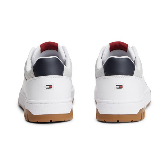 Tommy Hilfiger Mens White Basket Core Leather Trainer main image
