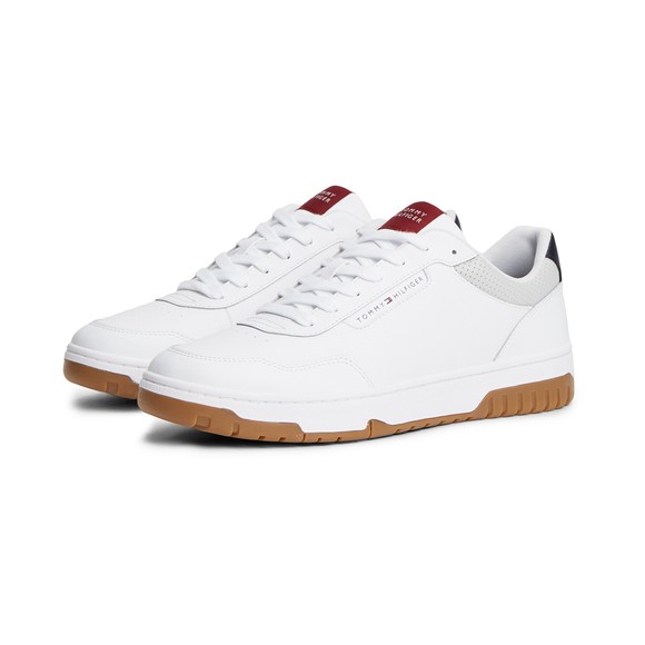 Tommy Hilfiger Mens White Basket Core Leather Trainer