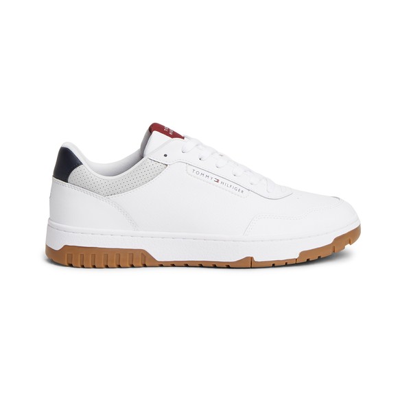Tommy Hilfiger Mens White Basket Core Leather Trainer