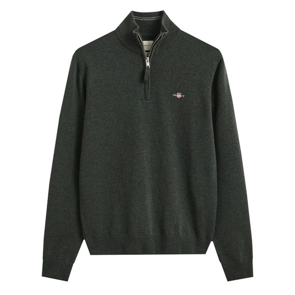 Gant Mens Green Superfine Lambswool Half Zip Jumper