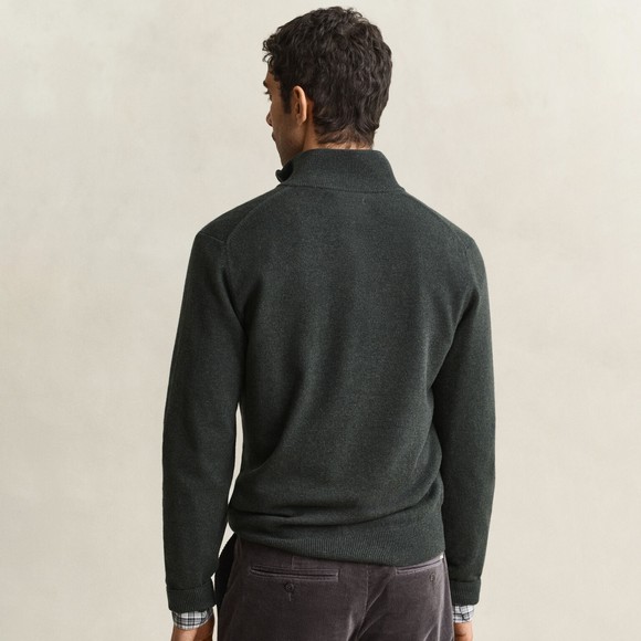Gant Mens Green Superfine Lambswool Half Zip Jumper main image