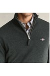 Gant Mens Green Superfine Lambswool Half Zip Jumper