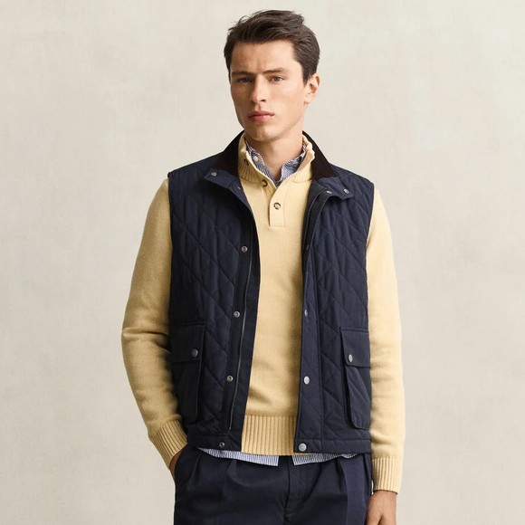 Gant Mens Blue Quilted Gilet