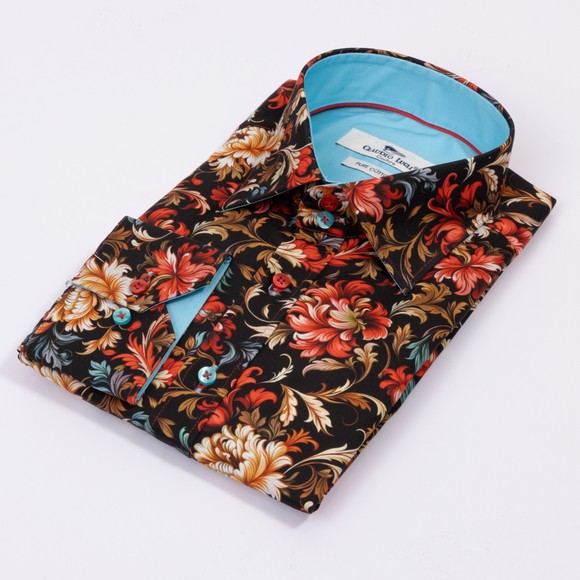 Claudio Lugli Mens Black Floral Shirt