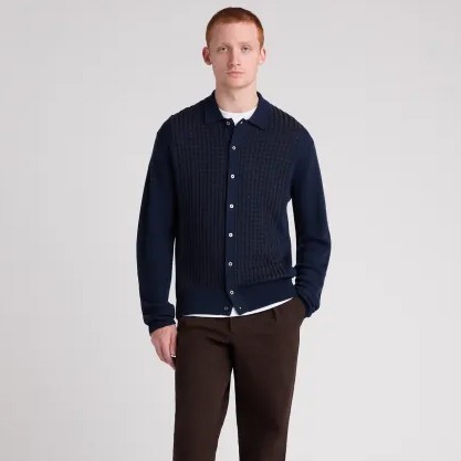 Remus Mens Blue Knitted Cardigan