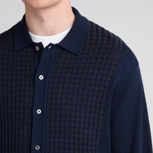 Remus Mens Blue Knitted Cardigan