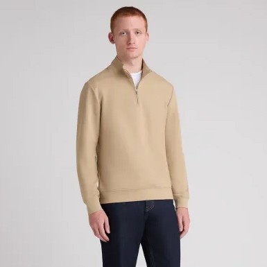 Remus Mens Off-White 1/4 Zip Sweatshirt