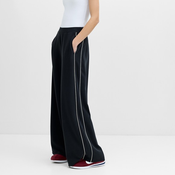 French Connection Womens Grey Wren Side Stripe Pleated Wide Leg Jogger #3