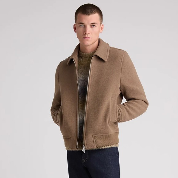 Remus Mens Beige Tyler Bomber Jacket