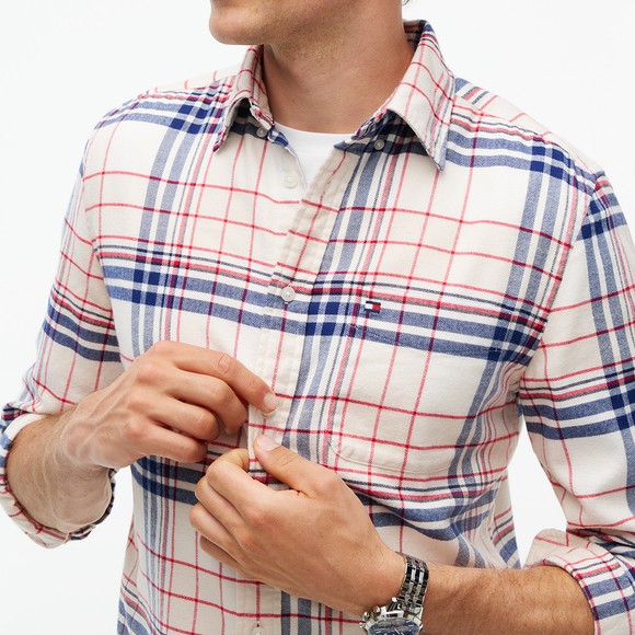 Tommy Hilfiger Mens Off-White Hero Flannel Tartan Check Shirt main image
