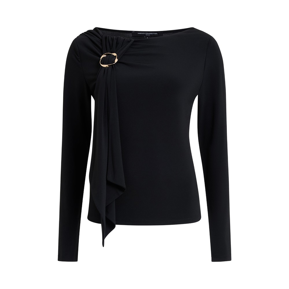 Maxine Jersey Draped Detail Long Sleeve Top