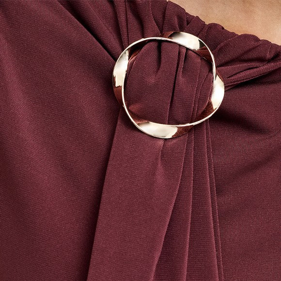 French Connection Womens Red Maxine Draped Ring Jersey Top #3