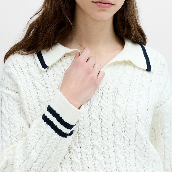 French Connection Womens White Klara Cable Jumper #3