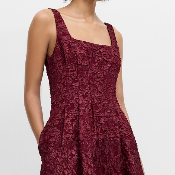 French Connection Womens Red Milenda Jacquard Midi Dress #3