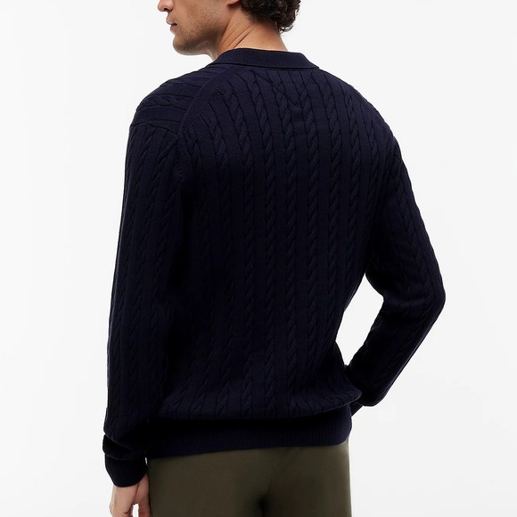 Tommy Hilfiger Mens Blue Classic Cotton Cable Long Sleeve Polo main image