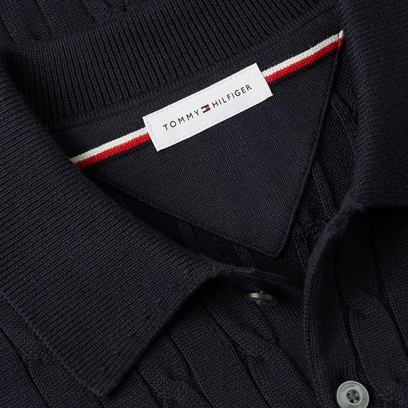 Tommy Hilfiger Mens Blue Classic Cotton Cable Long Sleeve Polo main image