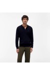 Tommy Hilfiger Mens Blue Classic Cotton Cable Long Sleeve Polo