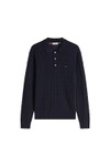 Tommy Hilfiger Mens Blue Classic Cotton Cable Long Sleeve Polo