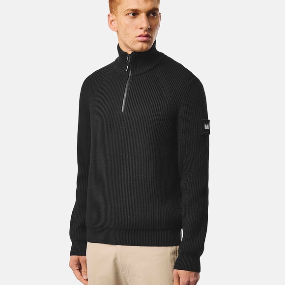 Weekend Offender Mens Black Snetterton Rib Funnel Neck Jumper