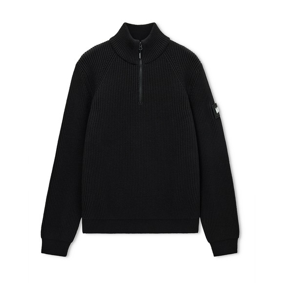 Weekend Offender Mens Black Snetterton Rib Funnel Neck Jumper