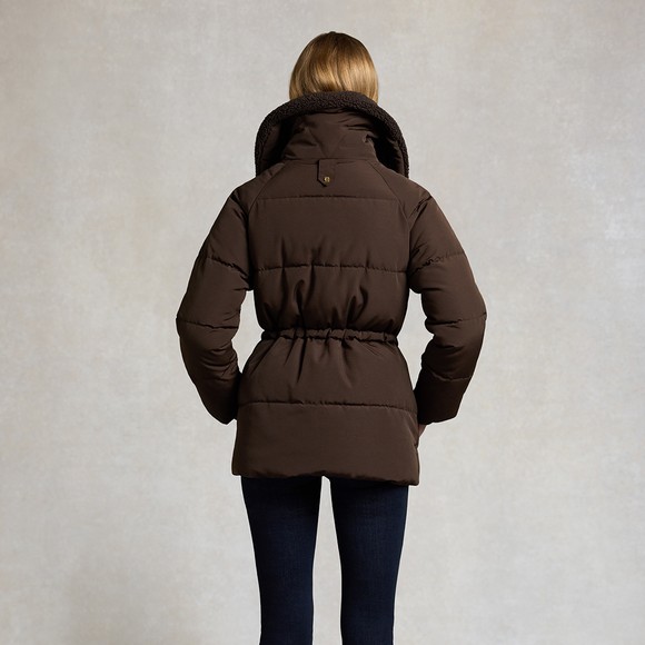 Holland Cooper Womens Brown Borg Collar Padded Coat #4