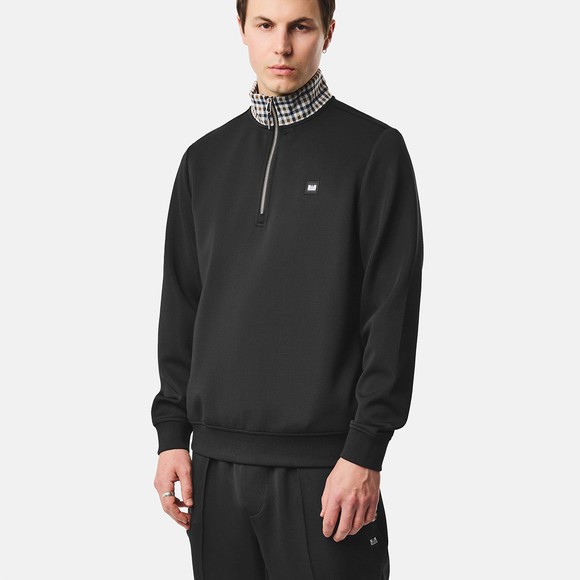 Weekend Offender Mens Black Henson Jacquard Rib 1/4 Zip Jumper main image