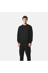 Weekend Offender Mens Black Thunder Crew Sweatshirt With Parachute Binding