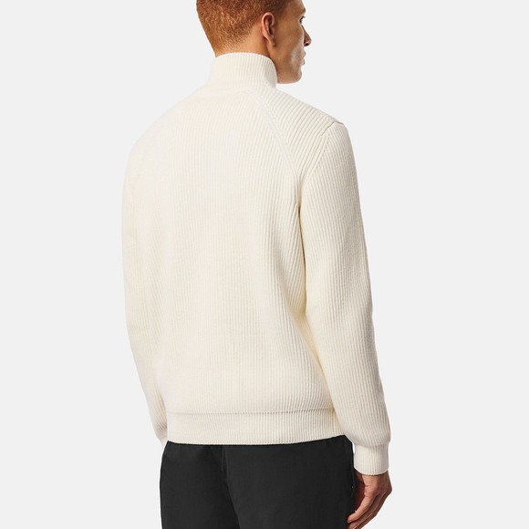 Weekend Offender Mens White Snetterton Rib Funnel Neck Jumper main image