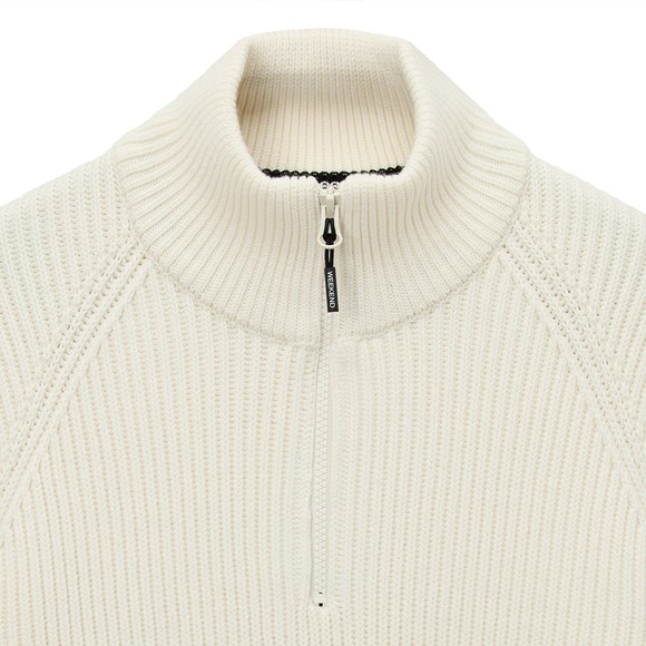 Weekend Offender Mens White Snetterton Rib Funnel Neck Jumper main image